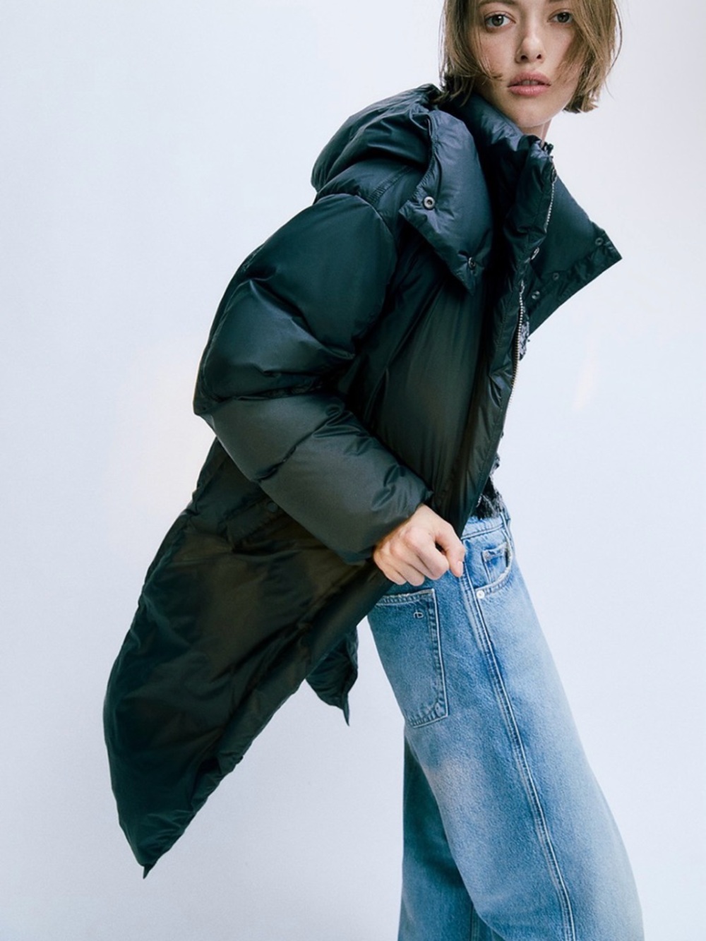 rag & bone Long Black Puffer Coat with Hood - Picture 3 of 3
